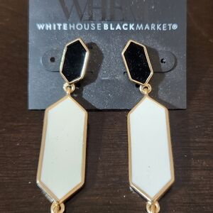 White House Black Market Black and White Geometric Earrings NWT